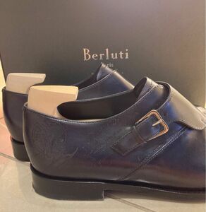 ベルルッティ　6 シューズ　革靴　レザー　ビジネス　ドレス　 ローファー ブラック　ブルー　25.5 モンク　　　　カリグラフィー