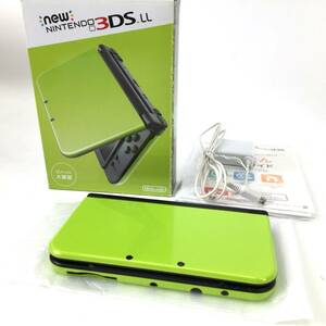 美品 Nintendo/ニンテンドー NEWニンテンドー 3DS LL 本体 RED-001 ライム×ブラック ARカード未使用 箱付き 初期化/動作確認済 24e菊MZ