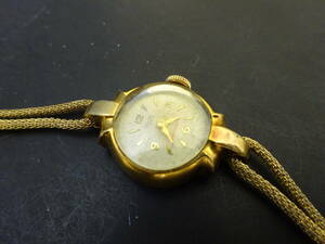金製　K18刻印有　金製枠　婦人時計　つぶし