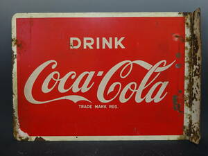  старый сигнал low эмаль табличка Coca * Cola двусторонний табличка 