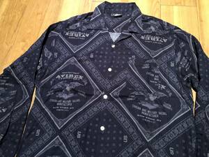 USED【AVIREX】LOOP SHIRT★size:XL アヴィレックス/オープンカラー/開襟/ボックス/総柄/バンダナ柄/ネイビー/アメカジ★送料520円