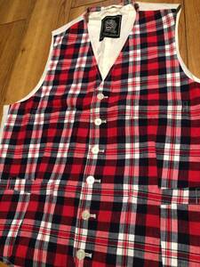 美中古!【VAN JAC】VEST★size:M ヴァンジャケット/ベスト/ジレ/チェック柄/中国製/アイビー/プレッピー/POPEYE/MEN'S CLUB@送料520円