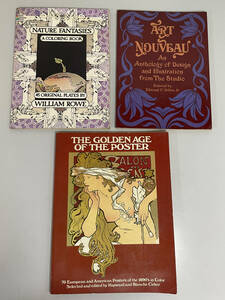 英語雑誌 3冊まとめて！Nature Fantasies A coloring Book/Art Nouveau/The Golden Age of the Poste