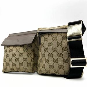 1 иен # популярный # GUCCI Gucci мужской поясная сумка сумка "body" плечо GG рисунок парусина кожа оттенок коричневого стандартный товар унисекс мужчина женщина 