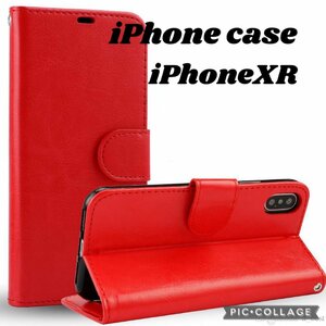 【iPhoneXR：レッド】iPhone ケース 手帳型 液晶強化ガラスフィルム 2点 セット 保護フィルム 手帳 カード収納 スマホケース A58