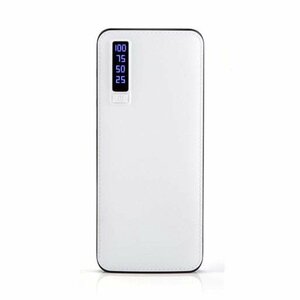 ホワイト モバイルバッテリー 20000mAh 大容量 革張り風 軽量 3台同時充電 USB充電器 スマホ 電池 バッテリー 携帯充電器 防災グッズ A13