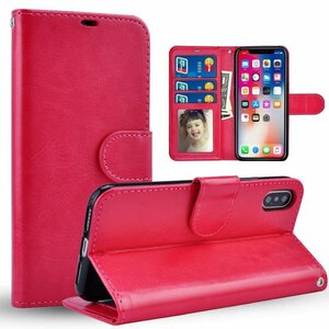 送料無料 スマホケース 手帳型 iPhone15 レザー 手帳 本革調 高品質 カード収納 ローズピンク