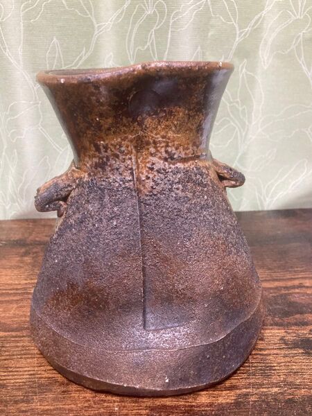 備前焼 岩本修一 作 備前花入花器 耳付花瓶 飾り壺 華道具