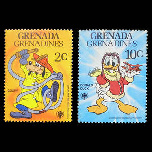 未使用 ディズニー 切手 GRENADA 2枚