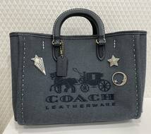 G「19609」美品 COACH コーチ ハンドバッグ 2wayバッグ リース トート キャンバス CJ811_画像2