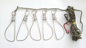  Stringer rope 5 piece specification made of stainless steel rope length 4.5mkalabina attaching one touch hook fish ... lower Suzuki Chivas root fish 