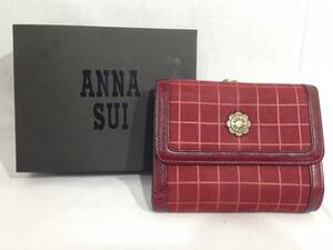 ★ ANNA SUI アナスイ 財布 レトロ ファッション ガーリー 花 がま口 レッド てんとう虫 ちょうちょ 本体・箱傷汚れあり