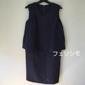 フェリシモ☆彡 Good condition Mサイズ ノースリーブワンピ 紺(*^^*)