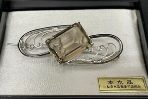 本水晶 ブローチアクセサリー ブラウン系 水晶