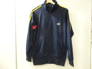 ☆今から着用OK☆#1242 アディダス/adidas トラック ジャージ ジャケット ネイビー×イエロー Mサイズ 中古 現状品