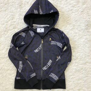 1 jpy [ unused class ] Mark and ronaMARK&LONA Parker jacket skull Leopard total pattern embroidery Logo full Zip navy men's M size 