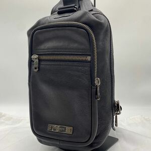 1円【美品/入手困難】コーチ COACH ボディバッグ トンプソン ショルダー ウエストポーチ ビジネス メンズ レザー 通勤 ロゴメタル ブラック