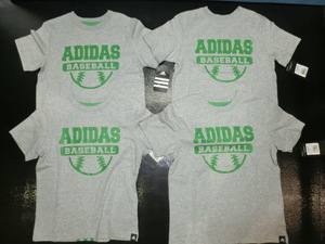 【未使用難】Tシャツ 110-130位(5) adidas 野球 グリーングレー 4枚