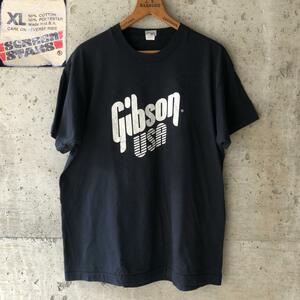 XZ167 Tシャツ ギター ギブソン Gibson USA ビンテージ 80s 古着 ビンテージ XL サイズ スクリーンスターズ タグ ブラック 色