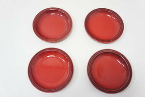 le creuset ルクルーゼ ラウンドプレート　皿　15㎝　4枚セット　赤　レッド