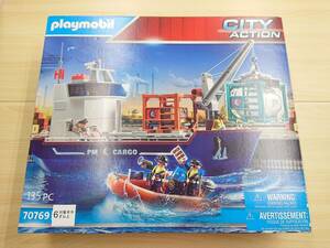 103 C-020/未開封 Playmobil プレイモービル 70769 CITY ACTION Cargo Ship with Boat プラスチック製ブロック玩具