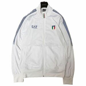 EA7 Emporio Armani Италия модель спортивная куртка / джерси белый × голубой полоса Sz.XL прекрасный товар over Silhouette A070