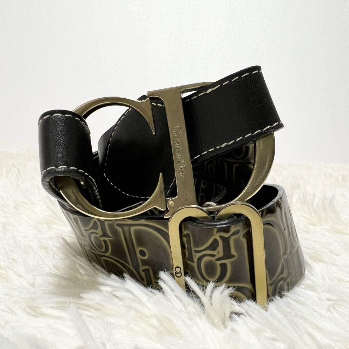 【定番・美品】クリスチャンディオール ベルト トロッター メンズ レディース 黒 【定番・美品】クリスチャンディオール ベルト トロッター メンズ レディース 黒