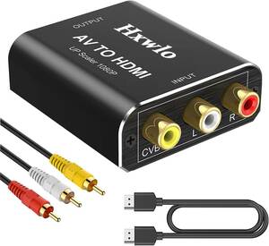 USB給電/HDMI/RCAケーブル付き RCA to HDMI 変換コンバーター アルミ合金製外殼 AV to HDMI 変換器