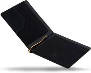 ブラック/ブラック 【GRAV】 マネークリップ メンズ カードケース 財布 二つ折り 札入れ 革（ICカードポケット 隠しポケッ