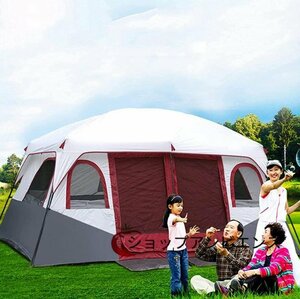 新入荷★8～12人用テント、2ベッドルームファミリーテント、キャンプ用テントとシェルター、大型テント12人用屋外テント