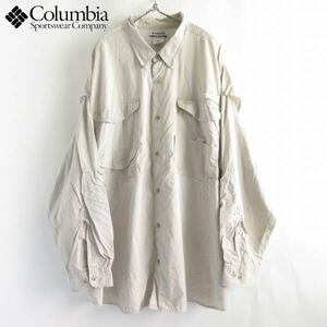 Редкая рубашка 90-х годов Columbia Colombia PFG Рыбалка 4X Тонкая бежевая рыбалка xxxxl 4xl Big Silhouette Vintage D149-14-0005ZVW