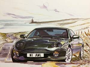 【正規品 絶版】Bowイラスト アストンマーチンDB7 ヴァンテージ カーマガジン 262 Aston Martin DB7 Vantage クラシックカー 旧車 絵