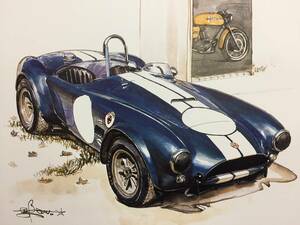 【正規品 絶版】Bowイラスト シェルビーコブラ427 カーマガジン 271 Shelby Cobra 427 アンティーク インテリア クラシックカー 旧車 絵