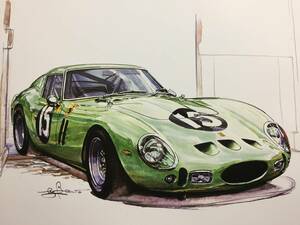 【正規品 絶版】Bowイラスト フェラーリ 250GTO”350GT” カーマガジン 300 Ferrari 250GTO ”350GT” クラシックカー 旧車 絵