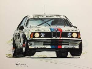 【正規品 絶版】Bowイラスト BMW 635CSi カーマガジン 215 アンティーク インテリア クラシックカー 旧車 絵