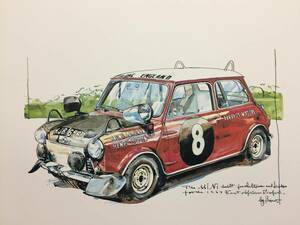 【正規品 絶版】Bowイラスト モーリス ミニ クーパーS カーマガジン 9 MORRIS MINI COOPER S クラシックカー 旧車 絵