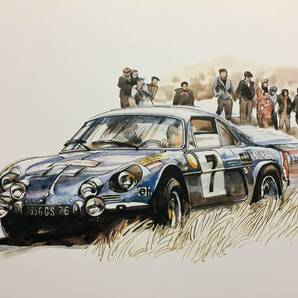 【正規品 絶版】Bowイラスト アルピーヌ ルノー A110 カーマガジン 3 Alpine Renault A110 アンティーク クラシックカー 旧車 絵の画像1