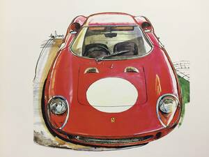 【正規品 絶版】Bowイラスト フェラーリ 250LM カーマガジン 49 Ferrari 250LM アンティーク クラシックカー 旧車 絵