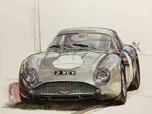 【正規品 絶版】Bowイラスト アストンマーチンBD4GT ザガート カーマガジン 92 AstonMartin BD4GT Zagato クラシックカー 旧車 絵