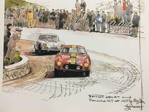 【正規品 絶版】Bowイラスト ミッレミリア フェラーリ250GT & ポルシェ356GT カーマガジン 79 Mille-miglia/Ferrari250GT & Porsche356GT