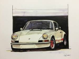 【正規品 絶版】Bowイラスト ポルシェ911カレラRS カーマガジン 132 Porsche 911 Carrera RS アンティーク クラシックカー 旧車 