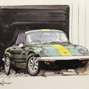 【正規品 絶版】Bowイラスト ロータス エラン S2カーマガジン 107 Lotus Elan S2 クラシックカー 旧車 絵の画像1