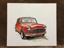 【正規品 絶版】Bowイラスト オースチン ミニクーパーS カーマガジン 151 Austin Mini Cooper-S アンティーク クラシックカー 旧車 絵_画像2