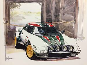 【正規品 絶版】Bowイラスト ランチア ストラトス カーマガジン 146 Lancia Stratos アンティーク インテリア クラシックカー 旧車 絵