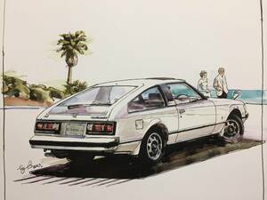 【正規品 絶版】Bowイラスト トヨタ セリカ XX カーマガジン 4 Toyota Celica XX アンティーク インテリア クラシックカー 旧車 絵