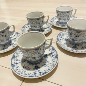 ブルーコペン 三洋陶器 カップ ソーサー 5客セット SANYO bluecopen 中古 洋食器 花柄 食器 サンヨー H