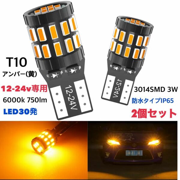 T10 LEDバルブ 2個セット アンバー 24V 12V兼用 トラック用品