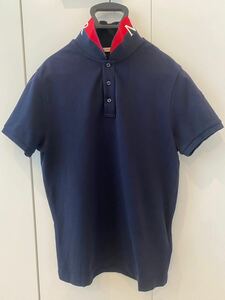 【美品】 MONCLER モンクレール 立ち襟 襟ロゴ MAGLIA POLO ポロシャツ サイズブラック S 紺色