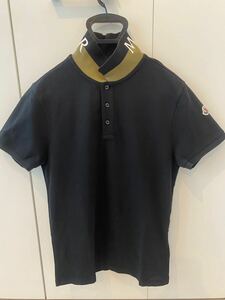 【美品】 MONCLER モンクレール 立ち襟 襟ロゴ MAGLIA POLO ポロシャツ サイズS ブラック