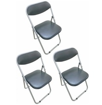 【3脚セット】折りたたみパイプ椅子　ブラック　会議椅子　パイプチェア　業務椅子　折り畳み椅子　パイプイス　折りたたみ　会議用　簡易_画像1